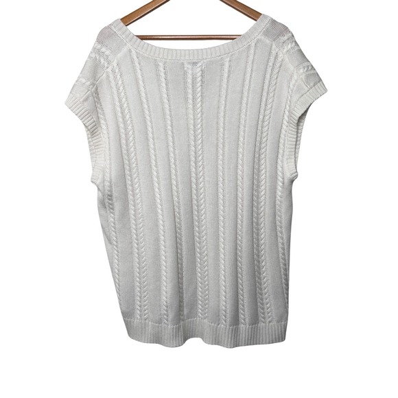 The Drop Womens Cable Knit V Neck Sleeveless Wool Blend Sweater Vest White XXL - Picture 8 of 16